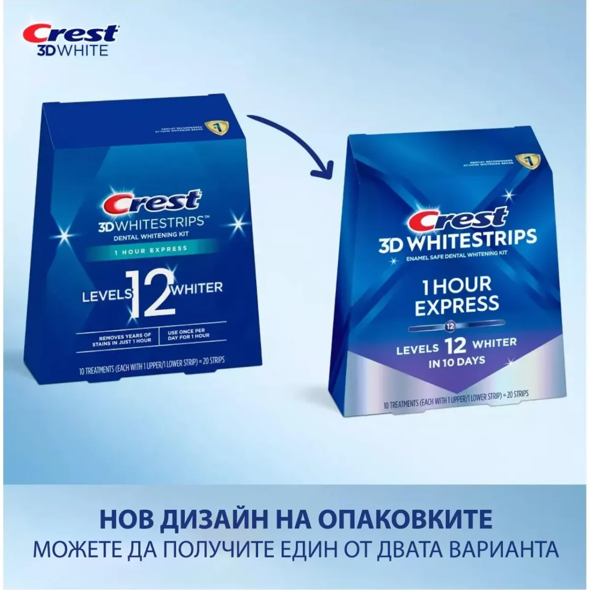 Избелващи ленти Crest 3D 1 Hour Express 5 пакетчета - Crest BG